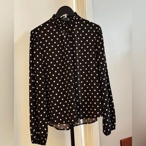 Elegant Black and White Polka Dot Blouse